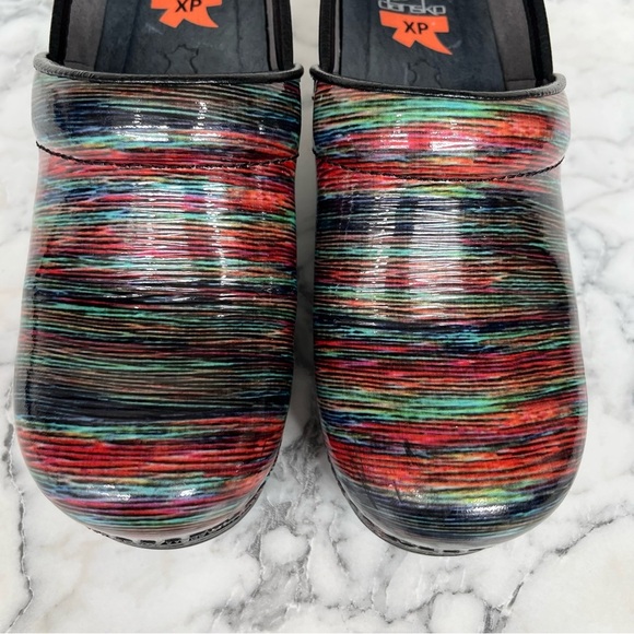 Dansko Pro XP Multi-Colored Striped Patent Leather Clogs Size 5.5/6 - Picture 3 of 12